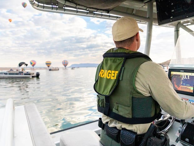 Marine Ranger at Elephant Butte Lake State Park During Annual Balloon Regatta_LOWRES
