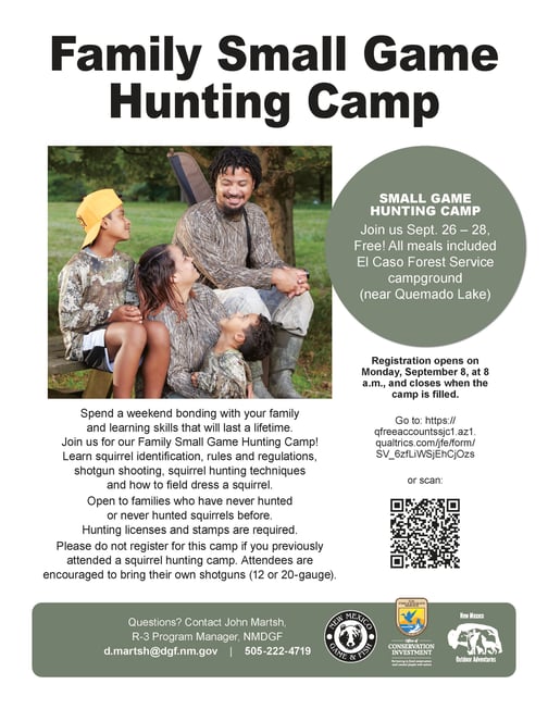 Small game hunting camp flyer